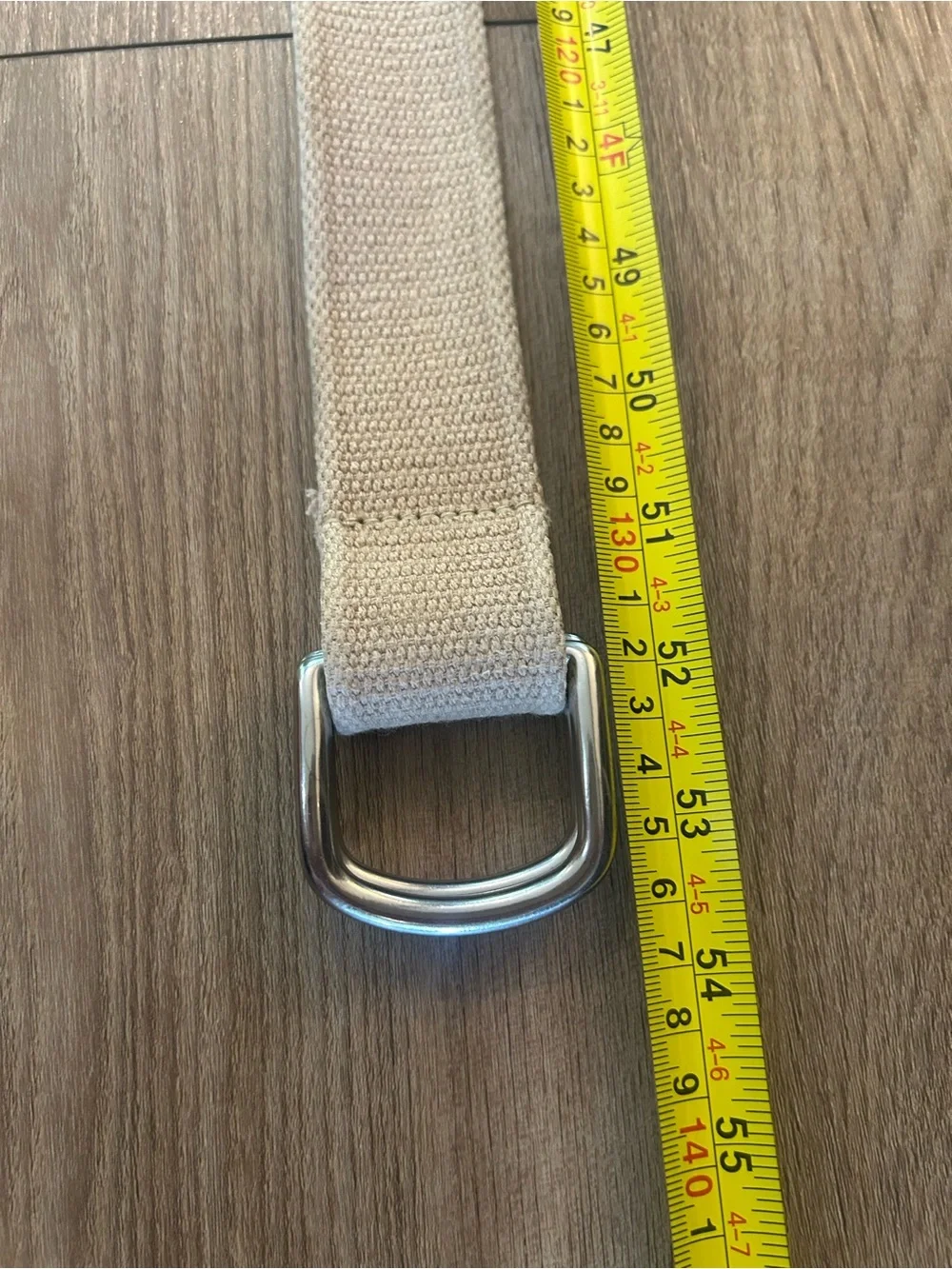 Polo Ralph Lauren Beige Canvas D-Ring Web Belt Leather Tip 53”